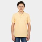 Boys Peach Pique Round Neck Casual T-Shirt, पीच, small