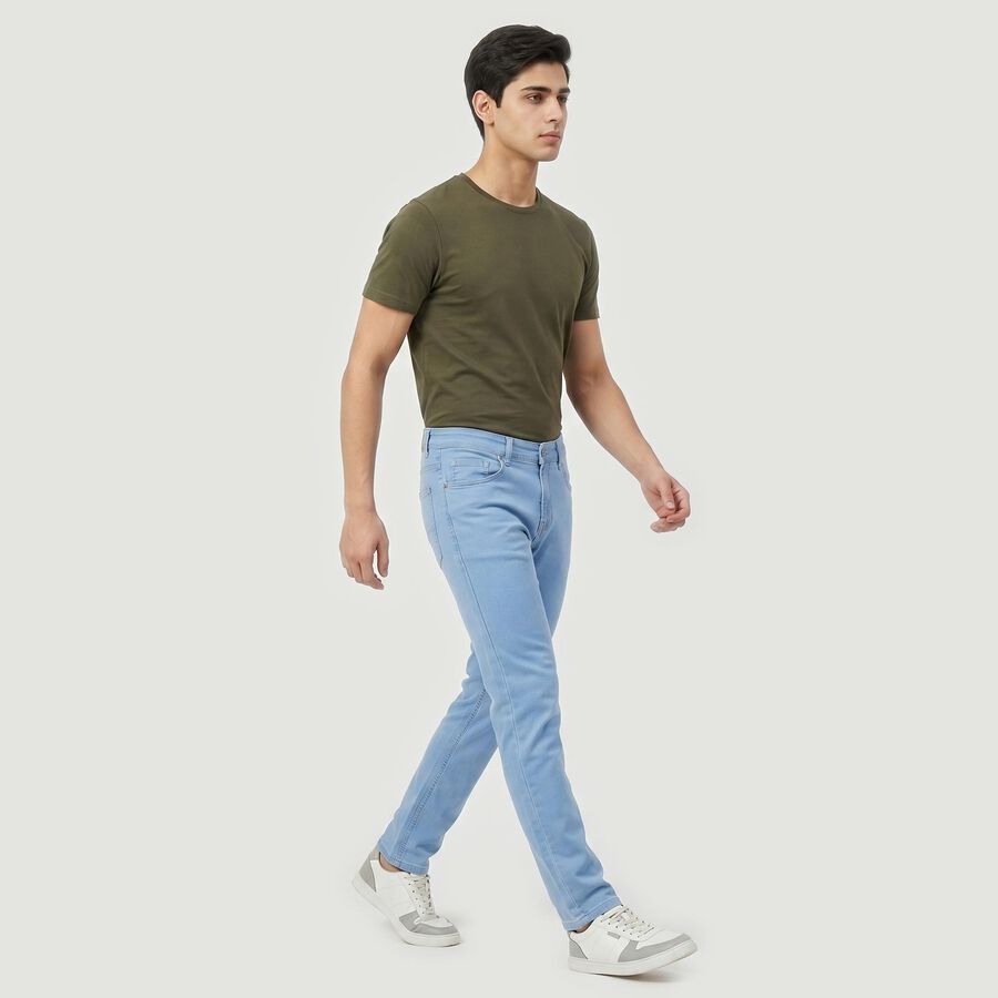 Men's Light Blue Slim Fit Classic 5-Pocket Jeans, Ice Blue, large