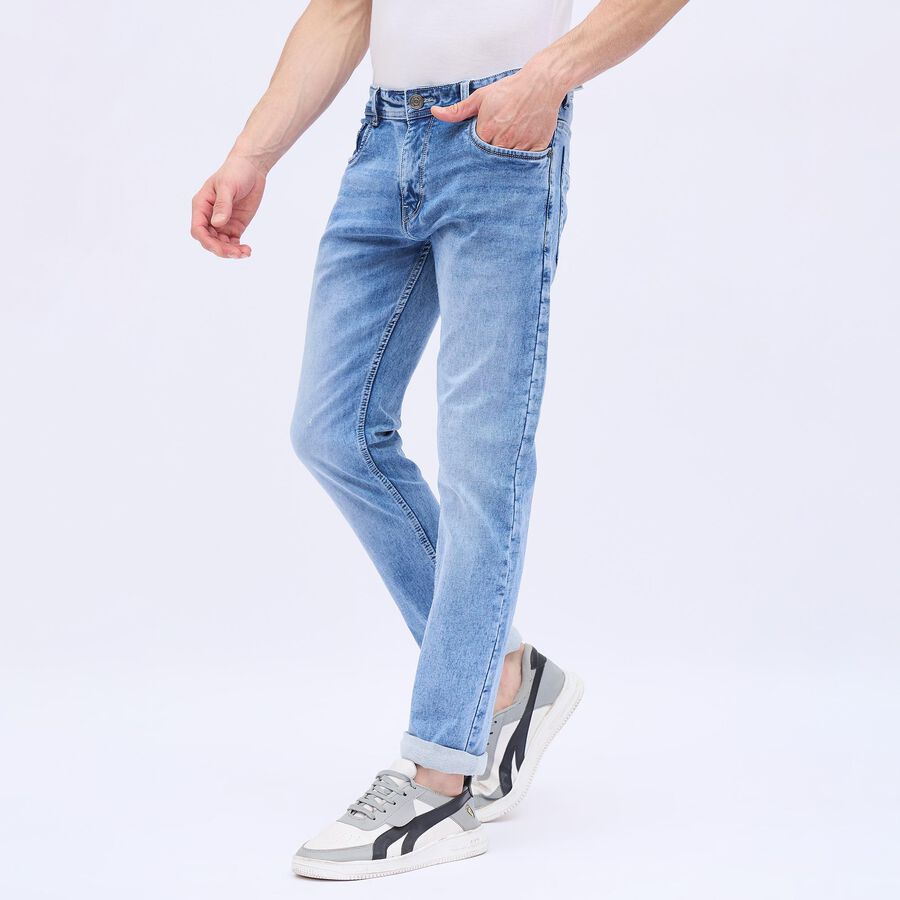 Men's Light Blue Slim Fit Five-Pocket Jeans, Light Blue, large image number null