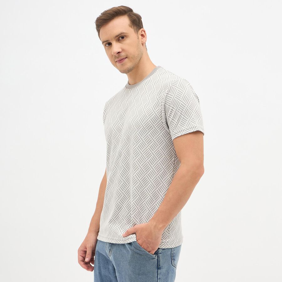 Men's Round Neck Half Sleeves T-Shirt, Light Grey, large image number null