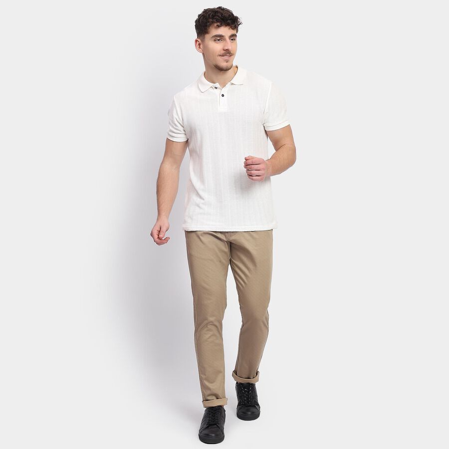 Men's Slim Fit Casual Trousers, गहरा पीला, large image number null