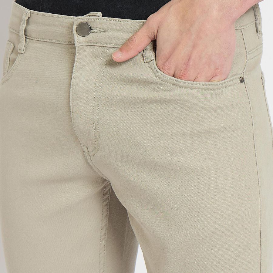 Men's Slim Fit Casual Trousers , Light Grey, large image number null