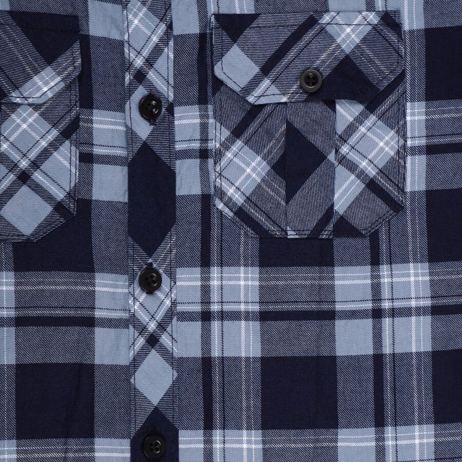 Boys' 100% Cotton Casual Shirt, मध्यम नीला, large image number null
