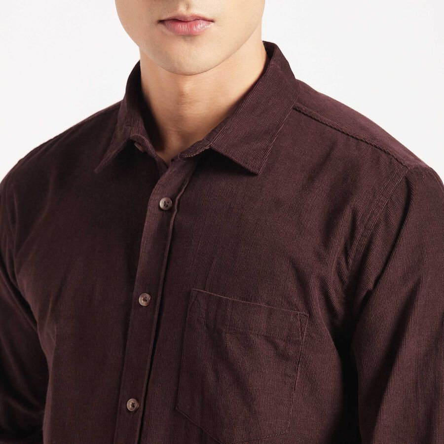 Solid Cotton Casual Shirt, Brown, large image number null
