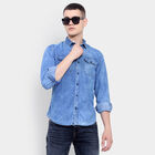 100% Cotton Solid Casual Shirt, Mid Blue, small image number null
