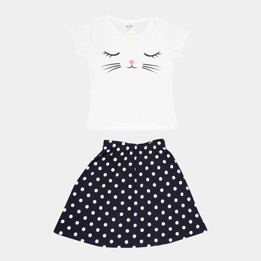 Chest Printed Skirt Top Set, White, large image number null