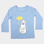 Girls' Light Blue Round Neck Regular Top, Light Blue, small