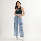 Ladies' 100% Cotton High Rise Jeans, Light Blue, small image number null