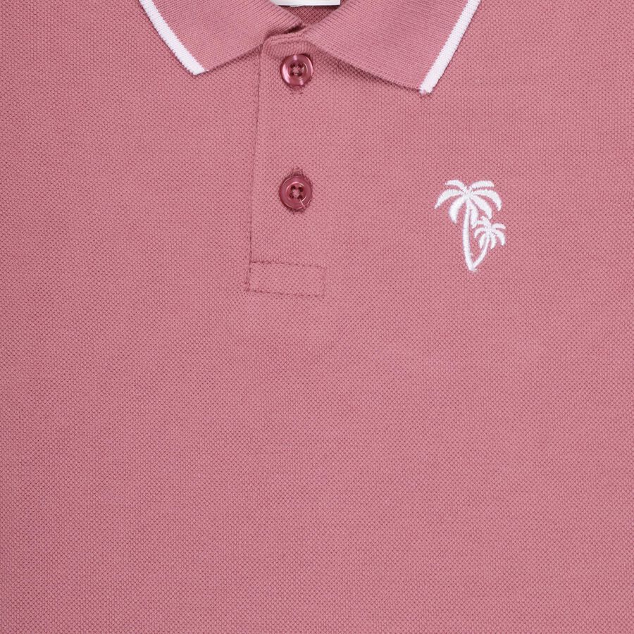 Boys Dusty Rose Polo Neck Casual T-Shirt, गुलाबी, large