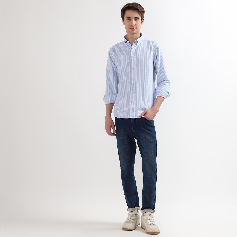 Men's 100% Cotton Regular Collar Casual Shirt, Light Blue, large image number null