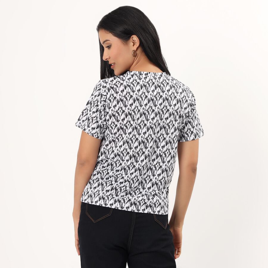 Women's Black 100% Cotton Round Neck Casual T-Shirt, Black, large