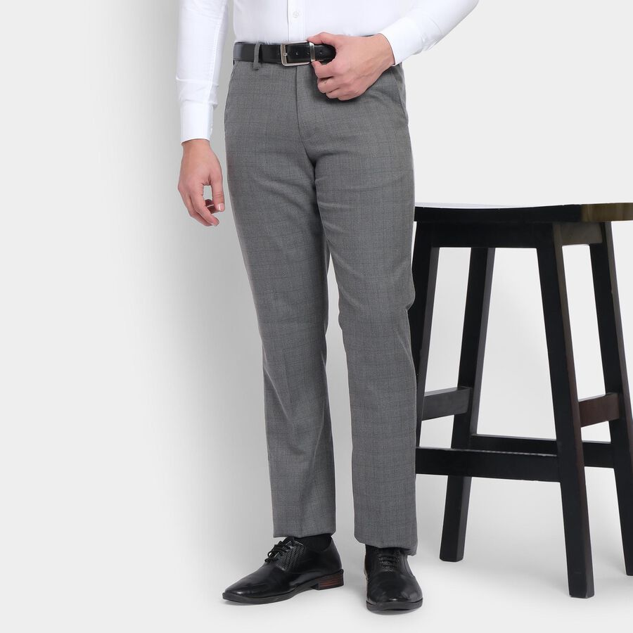 Men's Slim Fit Formal Trousers , गहरा ग्रे, large image number null