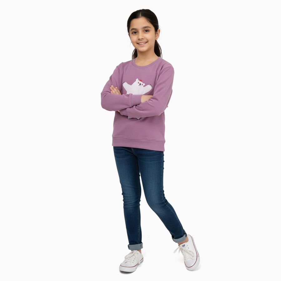 Girls' Sweatshirt, Lilac, large image number null
