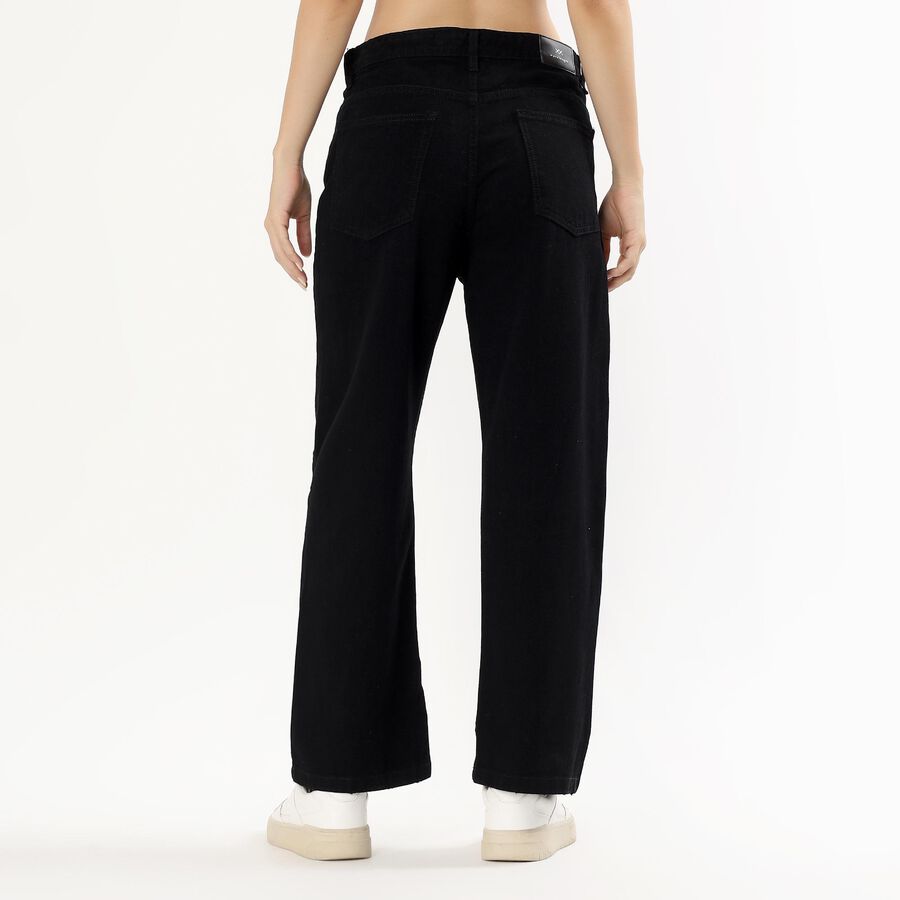 Women's Jet Black Wide-Leg High-Rise Jeans, Black, large image number null