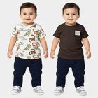 Infants Dark Grey Cotton Crew Neck Regular T-Shirt, गहरा ग्रे, small