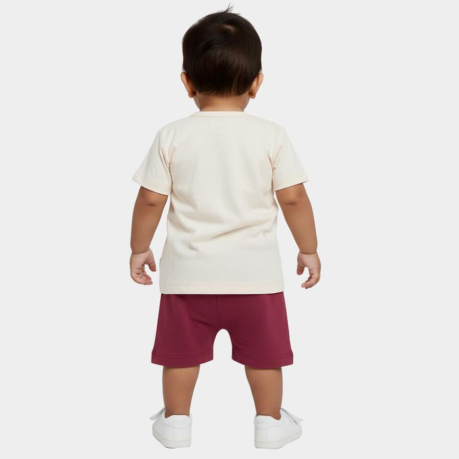 Infants' Purple Cotton Round Neck Graphic Baba Suit, Purple, large