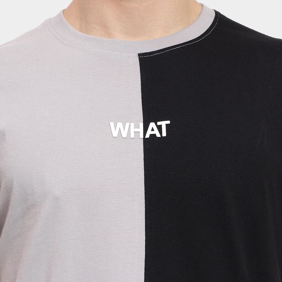 Men's 100% Cotton Round Neck Half Sleeves T-Shirt , हल्का ग्रे, large