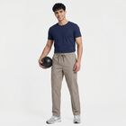 Men's Grey Slim Fit Flat-Front Trousers, Light Grey, small