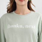 Women's Light Sage Green Crew Neck Casual Sweatshirt, हल्का हरा, small image number null
