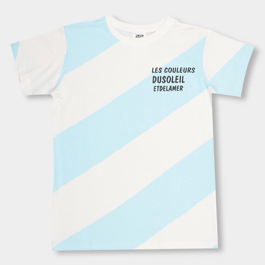 Boys' 100% Cotton Half Sleeves T-Shirt, Off White, large image number null