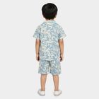Boys Light Blue 100% Cotton Cuban Collar Printed Baba Suit, हल्का नीला, small
