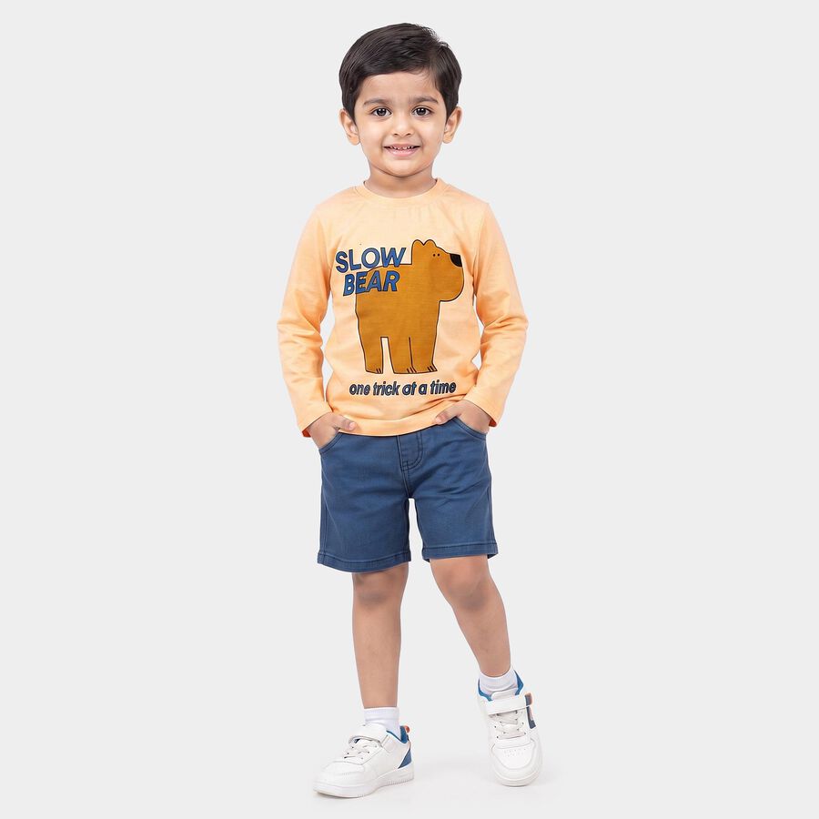 Boys Peach Crew Neck Regular Boys T-Shirt, Peach, large
