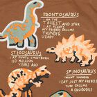 Infants' Brown 100% Cotton Round Neck Dinosaur Graphic Print Baba Suit, Beige, small
