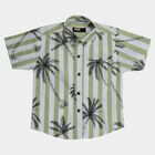 Boys Green Cotton Half Sleeve Classic Casual Shirt, Light Green, small