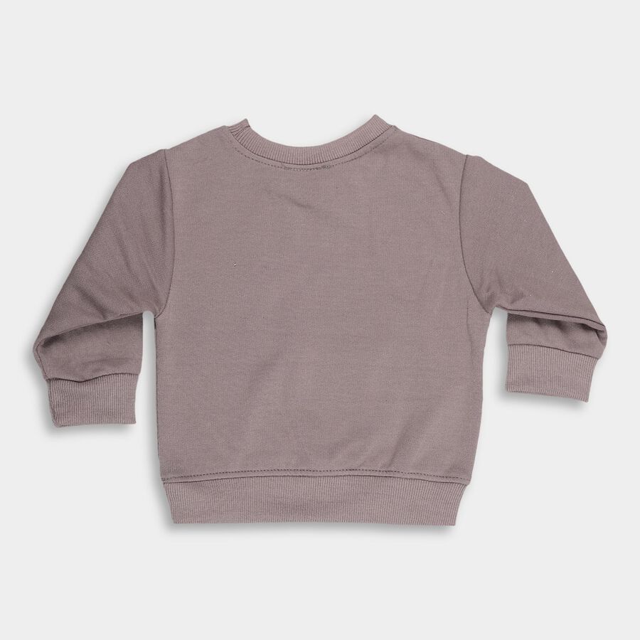 Infants Dusty Mauve Round Neck Regular Fit Sweatshirt, चारकोल, large image number null