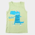 Boys' Mint Green Cotton Blend Round Neck Regular Boys T-Shirt, Light Green, small