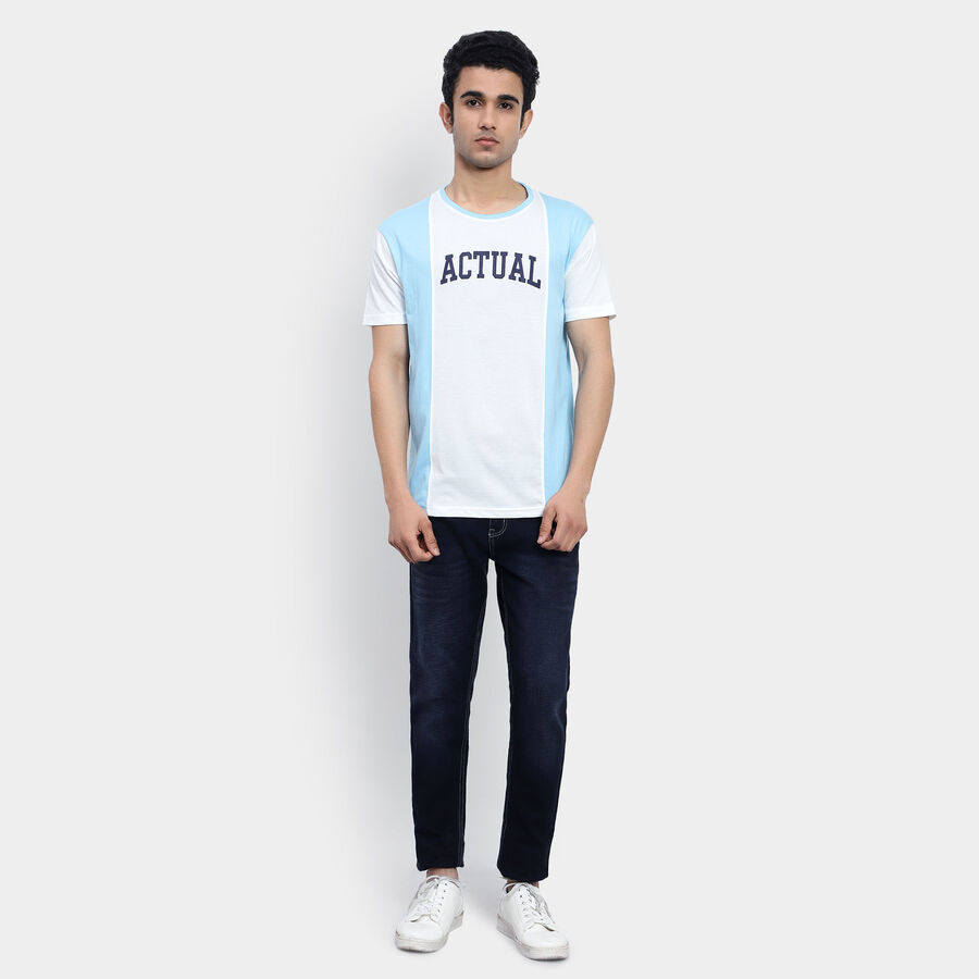 Cut & Sew Round Neck T-Shirt, White, large image number null