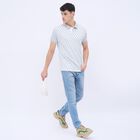 Men's Light Grey Cotton Polo Collar Printed T-Shirt, Light Grey, small image number null