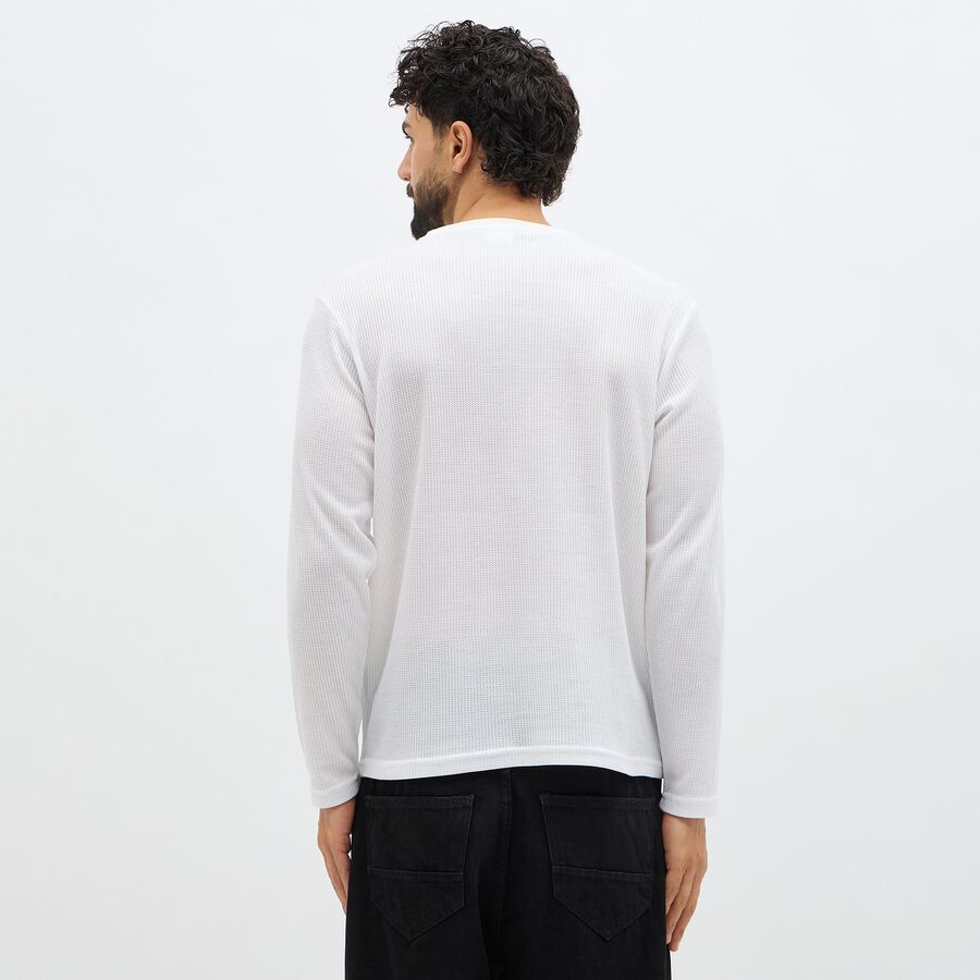 Men's Snow White Crew Neck Casual T-Shirt, White, large image number null