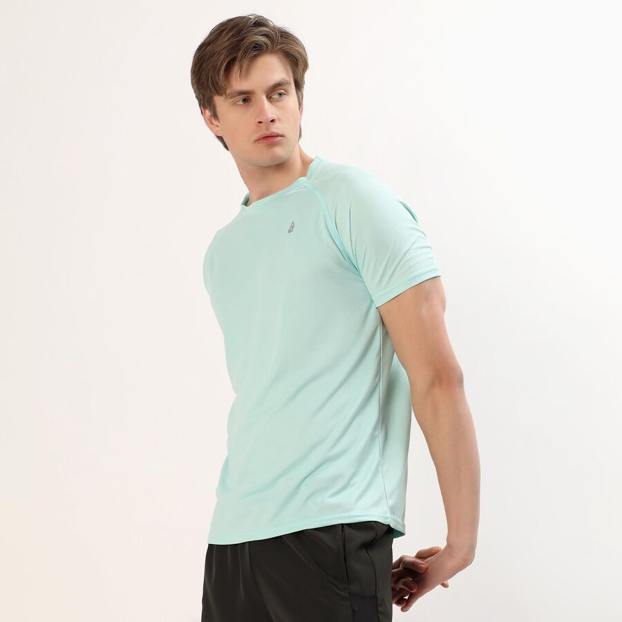 Men's Light Aqua Crew Neck Athleisure T-Shirt, Aqua, large