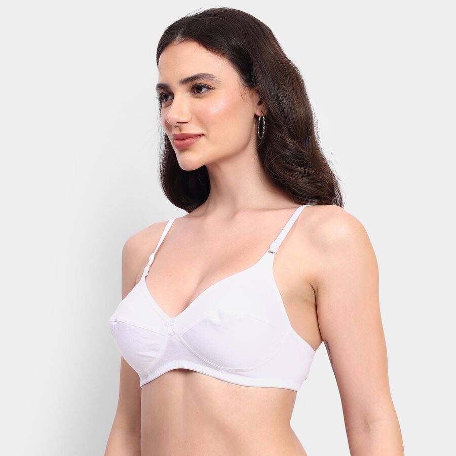 Ladies' 100% Cotton Bra, White, large image number null