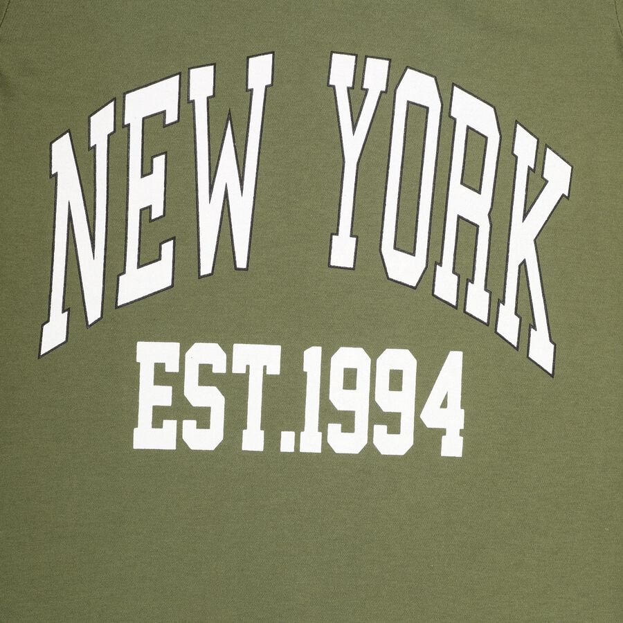 Boys' Muted Olive Green Round Neck Casual T-Shirt, ओलिव, large image number null