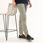 Men's Muted Sage Green Slim Fit Elastic Waist Casual Trousers, Light Green, small