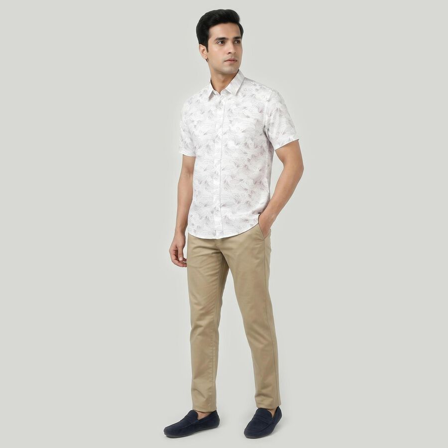 Men's Peach Cotton Floral Spread Collar Regular Fit Casual Shirt, पीच, large
