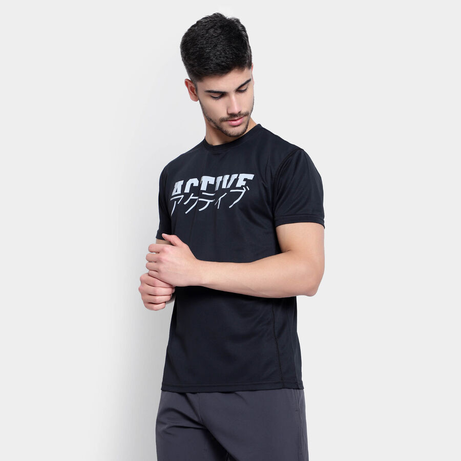 Solid Round Neck T-Shirt, Black, large image number null