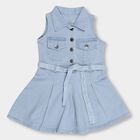 Girls' Light Blue Sleeveless A-Line Frock, Light Blue, small image number null