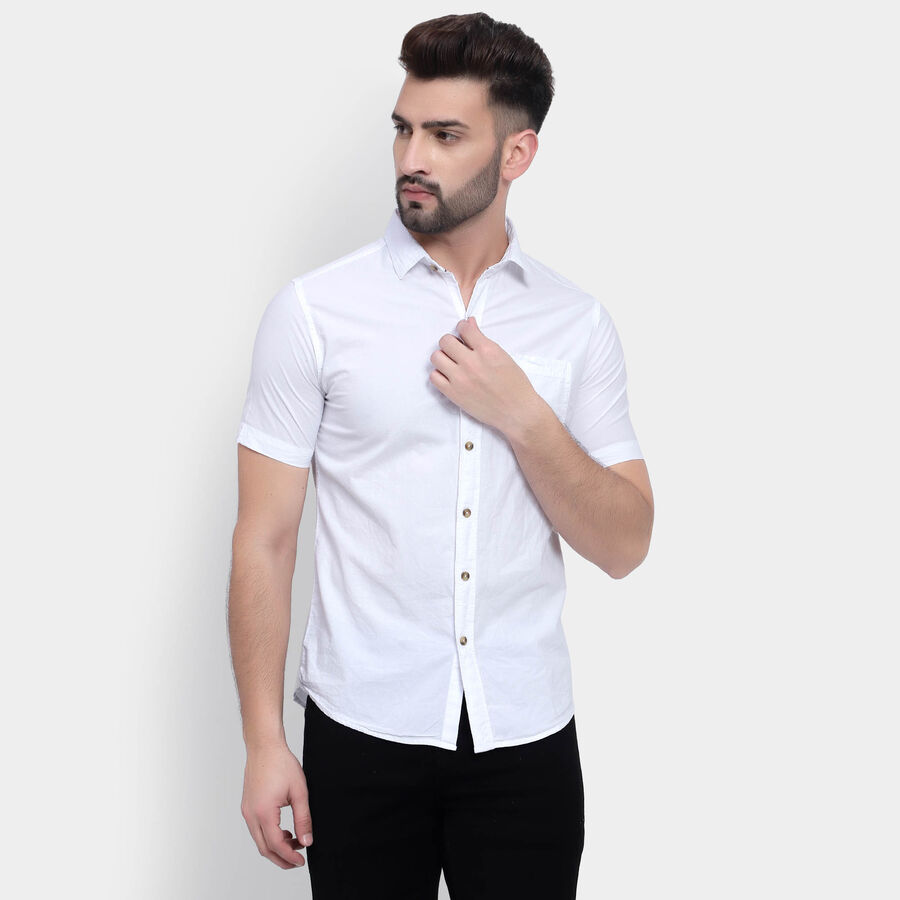 Cotton Solid Casual Shirt, White, large image number null