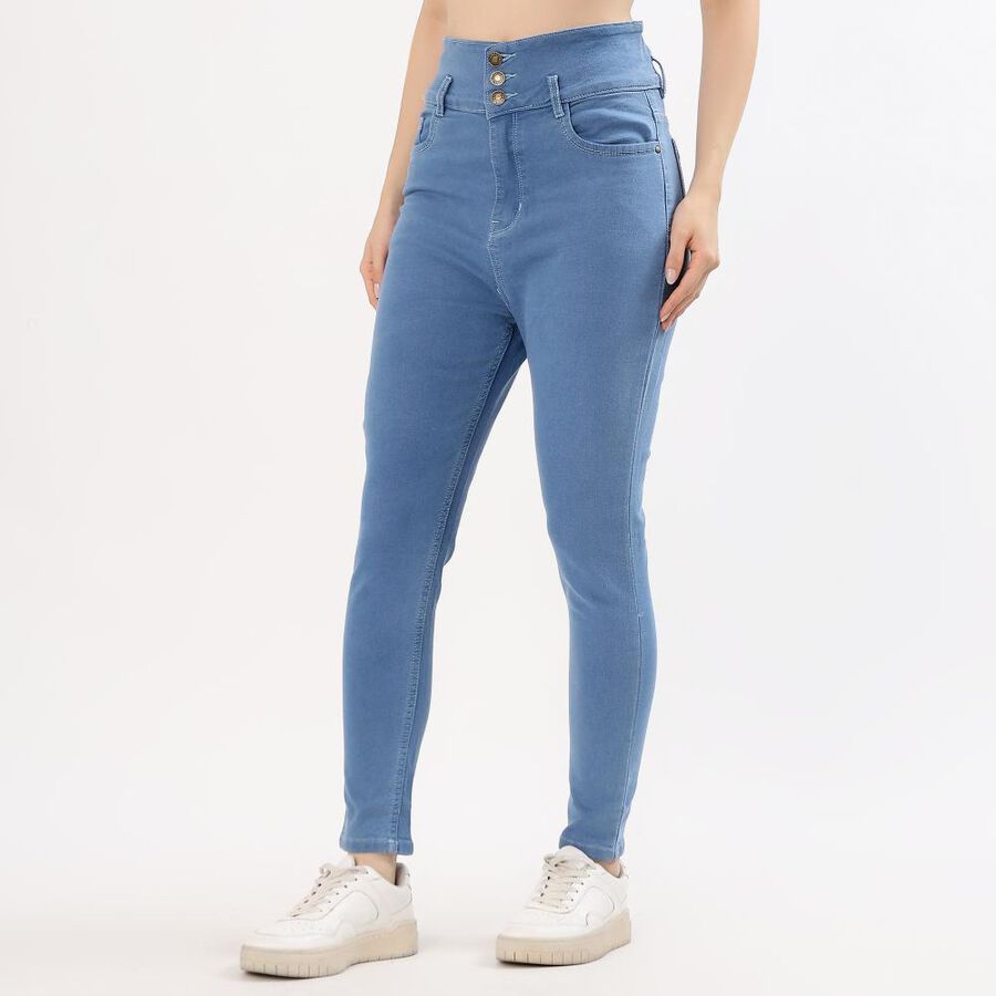 Ladies' Jeans, मध्यम नीला, large