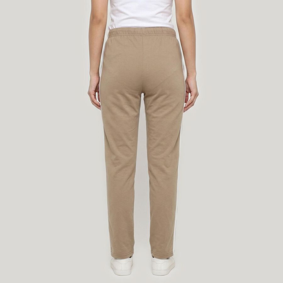 Women's Beige Straight Fit Side-Striped Track Pants, गहरा पीला, large