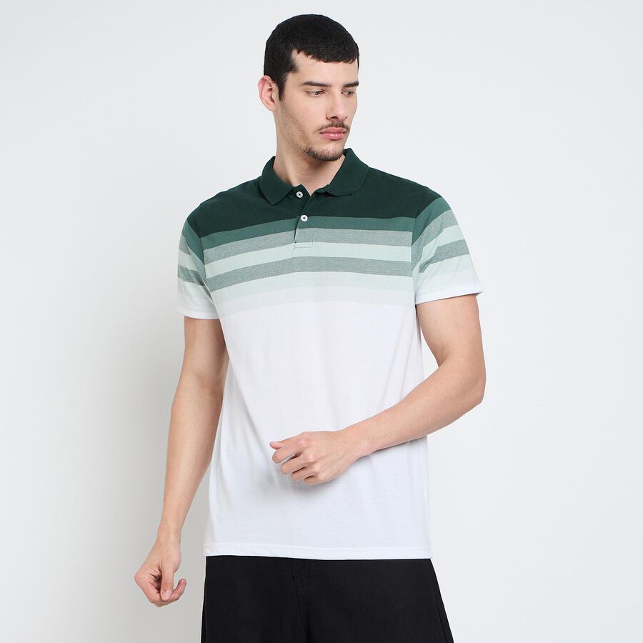 Men's Collared Half Sleeves T-Shirt, Dark Green, large