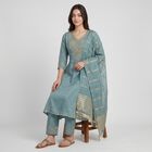 Women's Aqua Embroidered Ethnic Set, Aqua, small