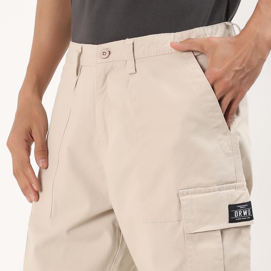 Men's Beige Relaxed Fit Cargo Pants, गहरा पीला, large image number null