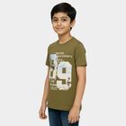 Boys Muted Olive Green Round Neck Casual T-Shirt, Olive, small image number null