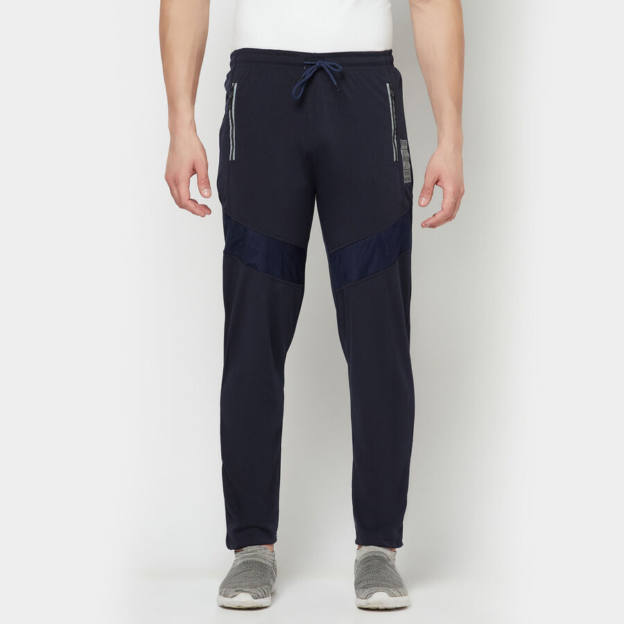 Cut & Sew Slim Track Pants, Navy Blue, large image number null