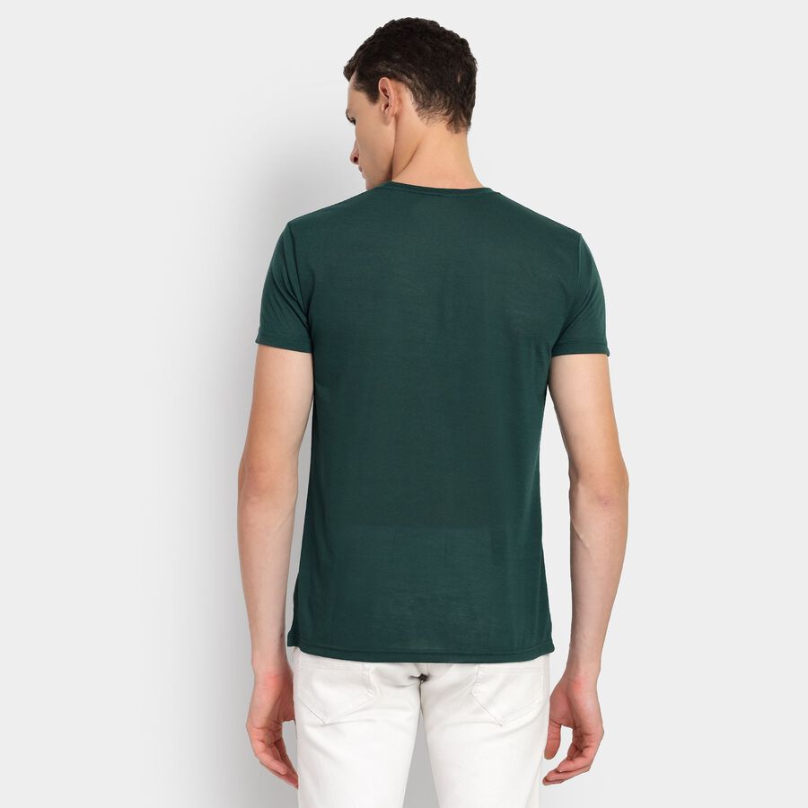 Men's Round Neck Half Sleeves T-Shirt, गहरा हरा, large image number null