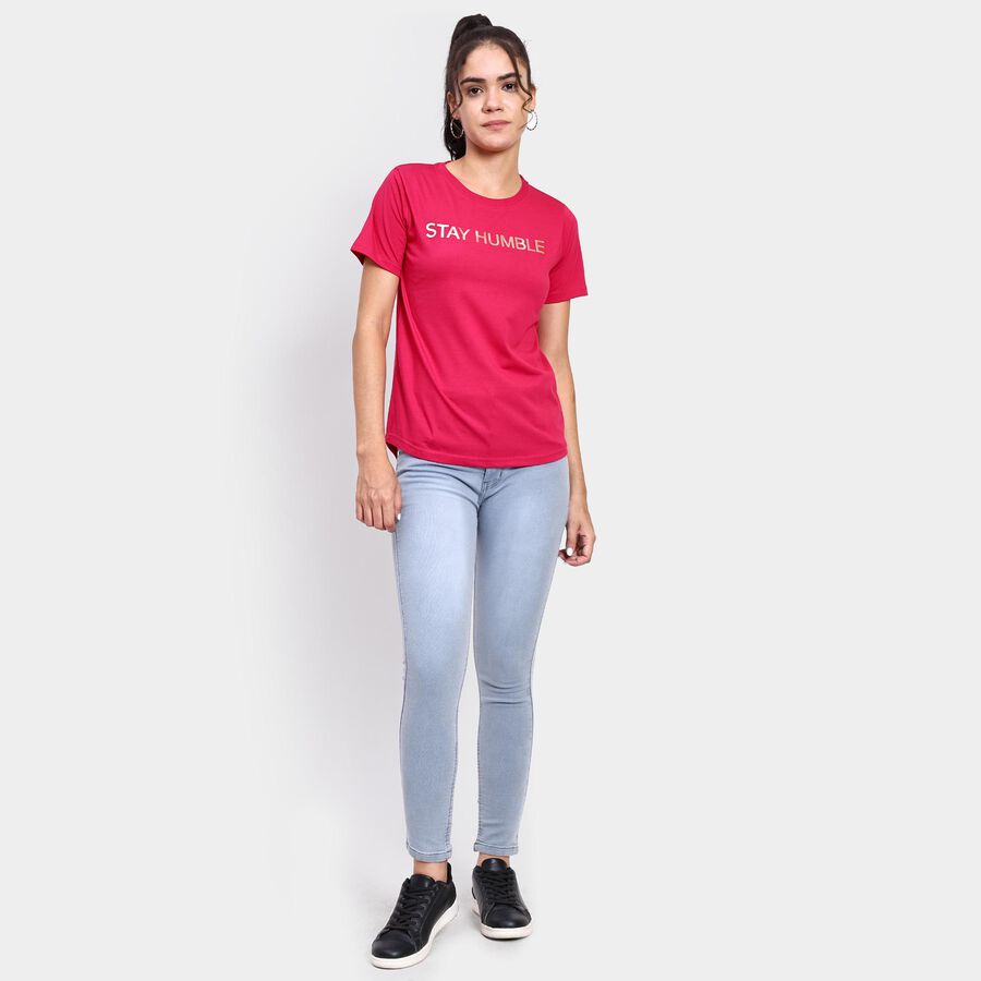 Ladies' Round Neck T-Shirt , रानी (फ्यूशिया), large image number null